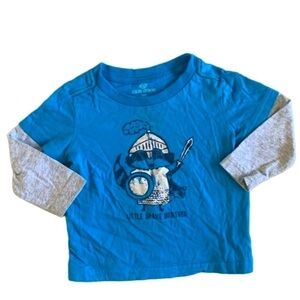 Okie Dokie Little Brave Brother Raccoon Knight Blue Long Sleeve Shirt